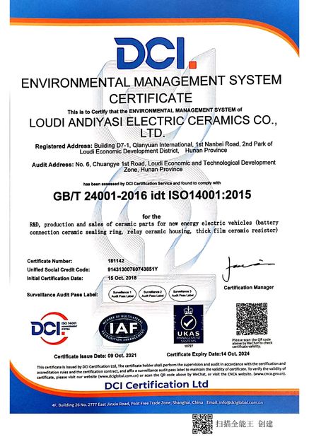 CHINA Hunan Antaeus New Materials Co., LTD Certificações